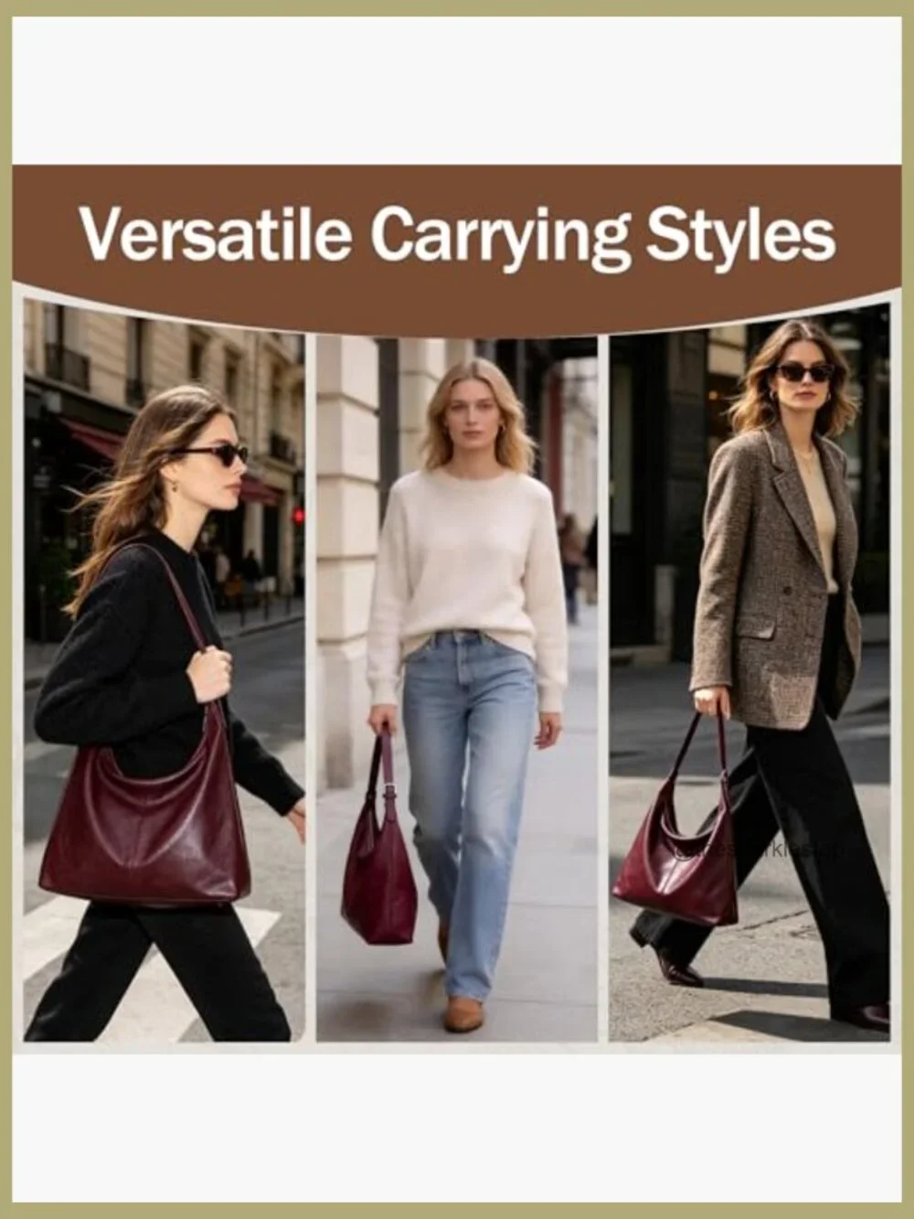 Large Slouchy Hobo Bag with Adjustable Strap Vegan Leather